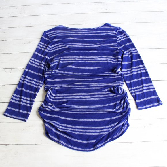 Motherhood Womens Maternity Tee Top Size M Blue White Knit 3/4 Sleeves - Picture 6 of 6